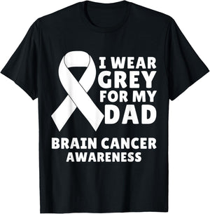 I Wear Gray For My Dad Brain Cancer Awareness Men Warrior T-Shirt - T-Shirt | Black
