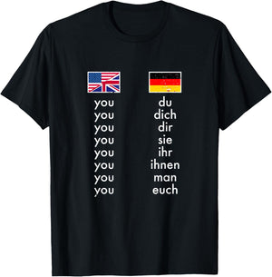 English German Grammar Learning Funny Teachers T-Shirt - T-Shirt | Black