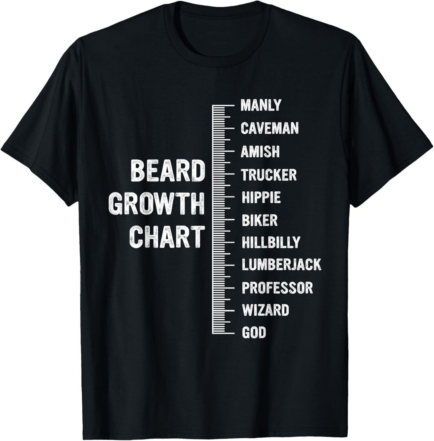 Beard Growth Chart Manly Funny Beard Measurement T-Shirt - T-Shirt | Black