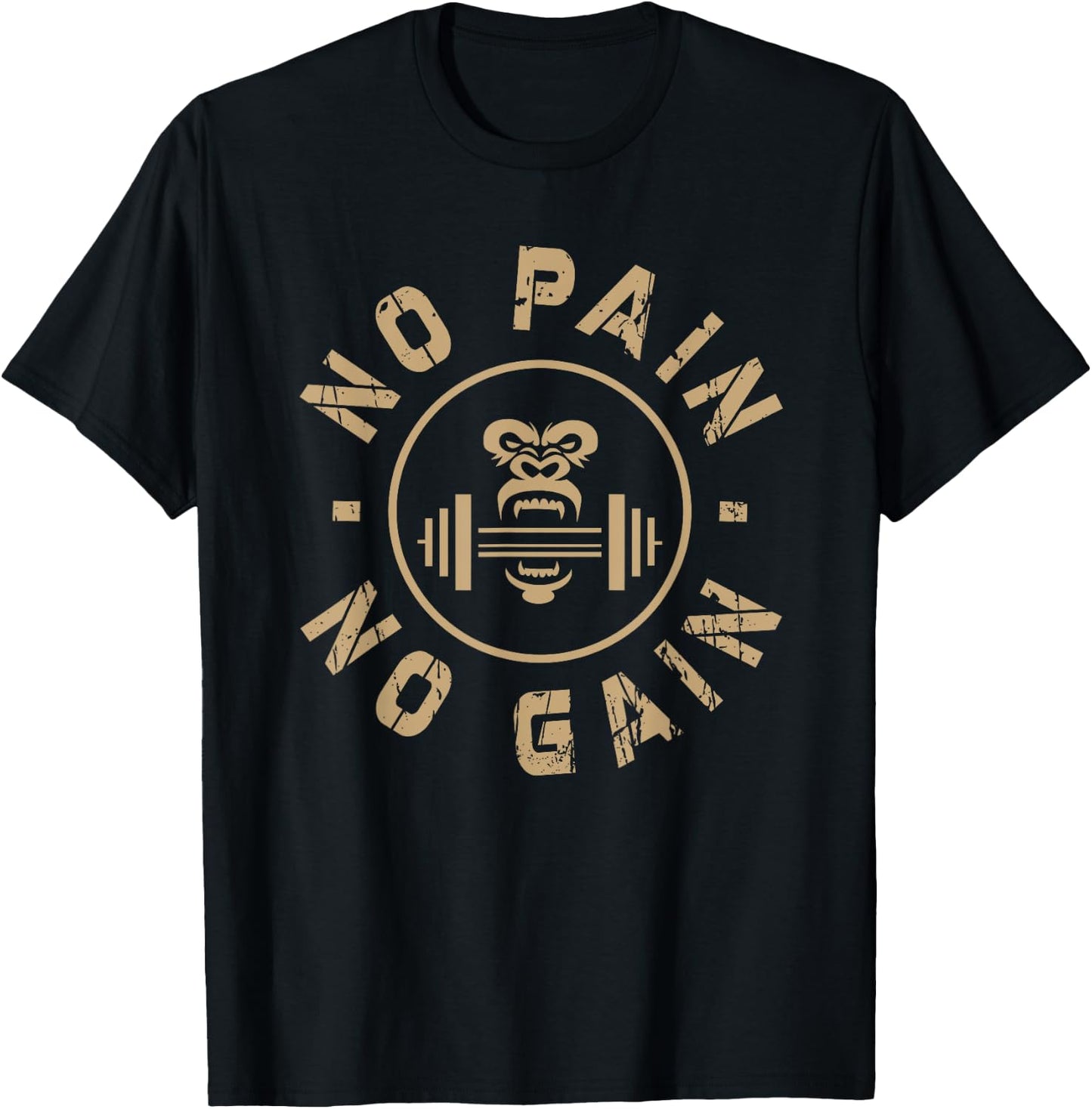 No Pain No Gain Motivational Bodybuilding Gym Workout T-Shirt - T-Shirt | Black