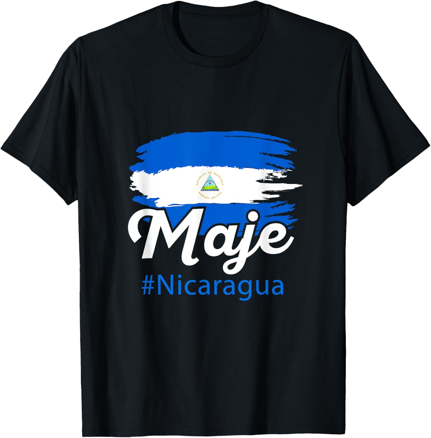 Nicaragua Flag Camiseta Nicaraguan Maje Nicoya Slang Saying T-Shirt - T-Shirt | Black