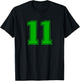 Number #11 Green Sports Team T-Shirt - T-Shirt | Black