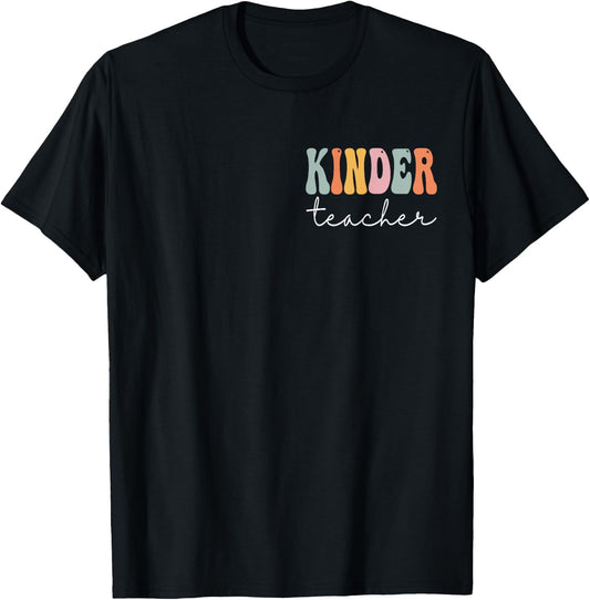 Kinder Teacher Groovy Women First Day Of School T-Shirt - T-Shirt | Black