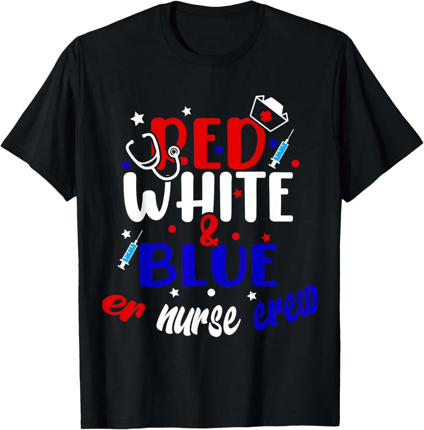 ER Nurse 4th of July Red White Blue ER ED Emergency Crew Kids Men T-Shirt - T-Shirt | Black