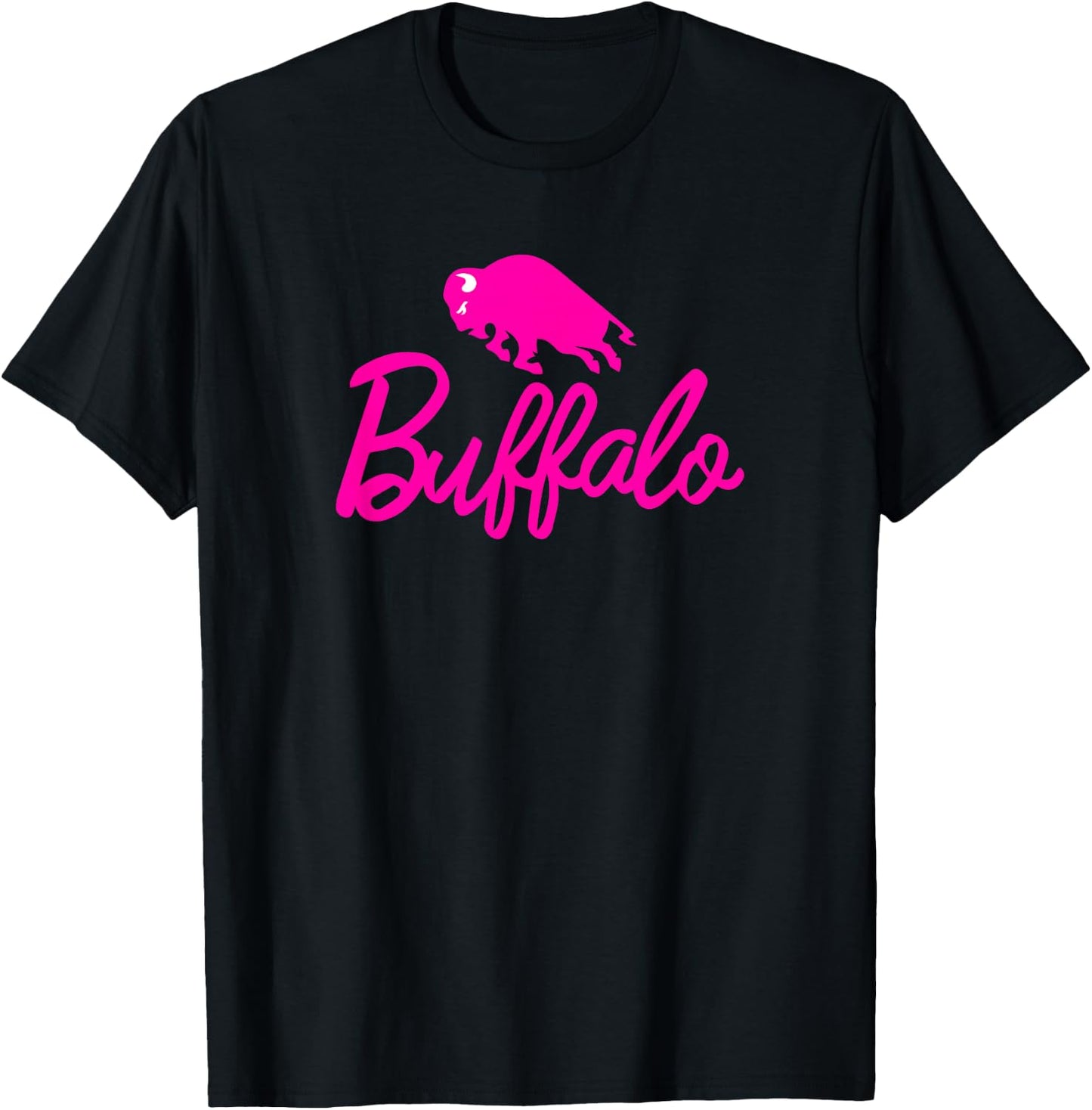 BUFFALO Charging Pink Bison - NY New York 716 Pride Cute BUF T-Shirt - T-Shirt | Black