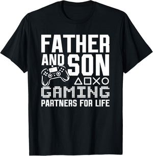 Father And Son Gaming Partners For Life Funny Gamer Matching T-Shirt - T-Shirt | Black