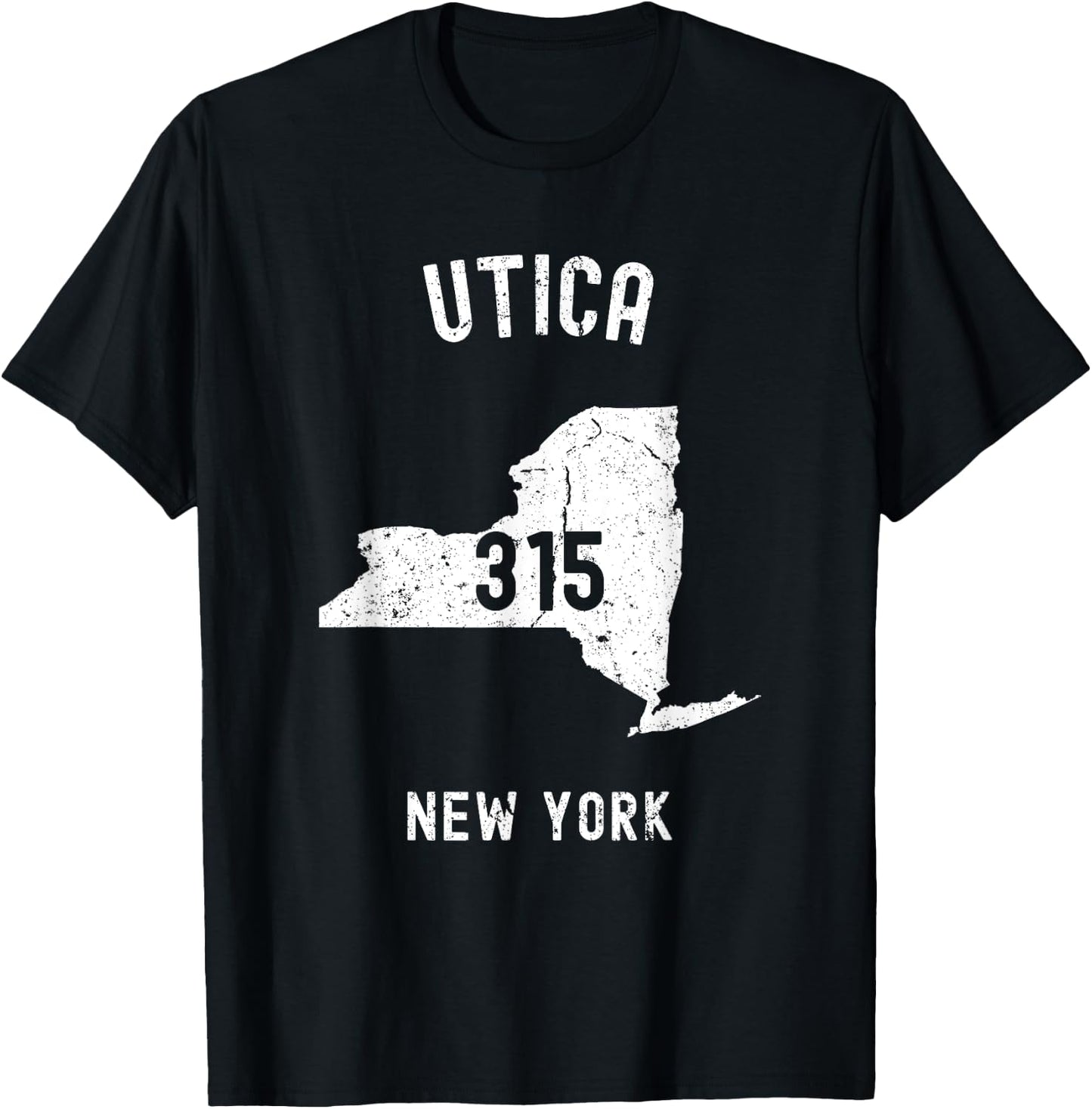 Utica New York NY 315 Vintage Athletic Style T-Shirt - T-Shirt | Black
