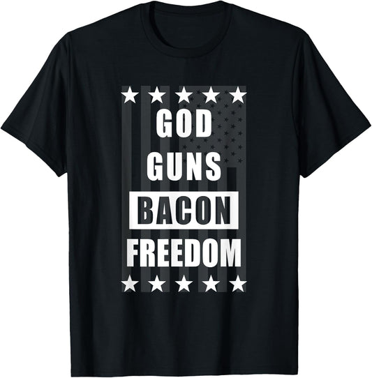 God Guns Bacon Freedom T-Shirt - T-Shirt | Black
