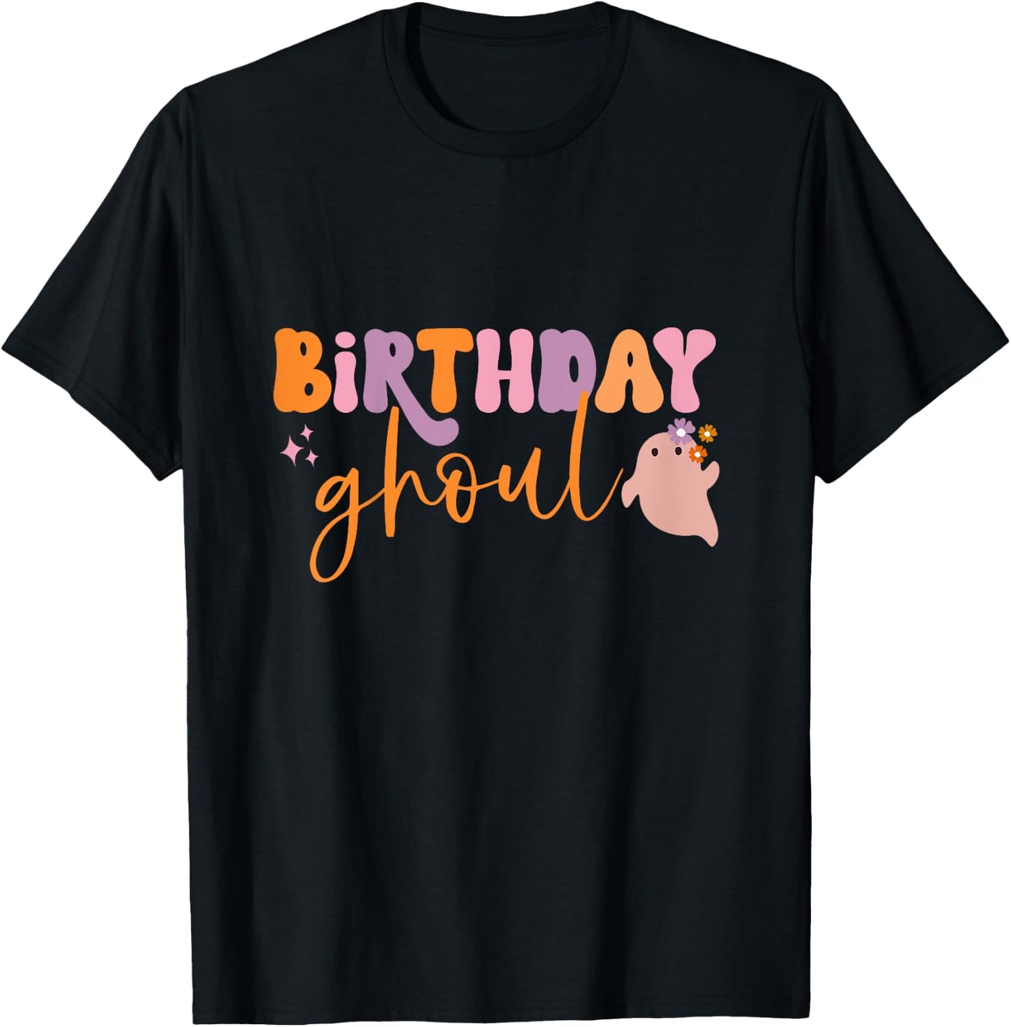 Kids Birthday Ghoul Girl Child Cute Ghost Halloween Family Party T-Shirt - T-Shirt | Black