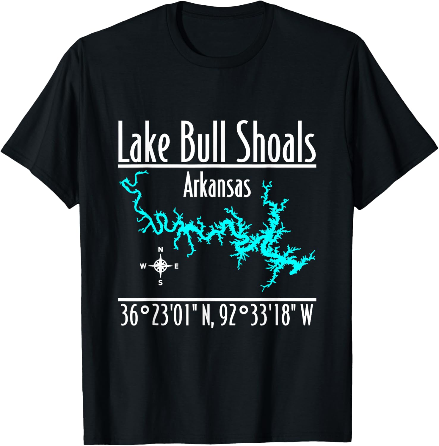 Modern Lake Bull Shoals - Arkansas T-Shirt - T-Shirt | Black