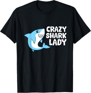 Crazy Shark Lady T-Shirt - T-Shirt | Black