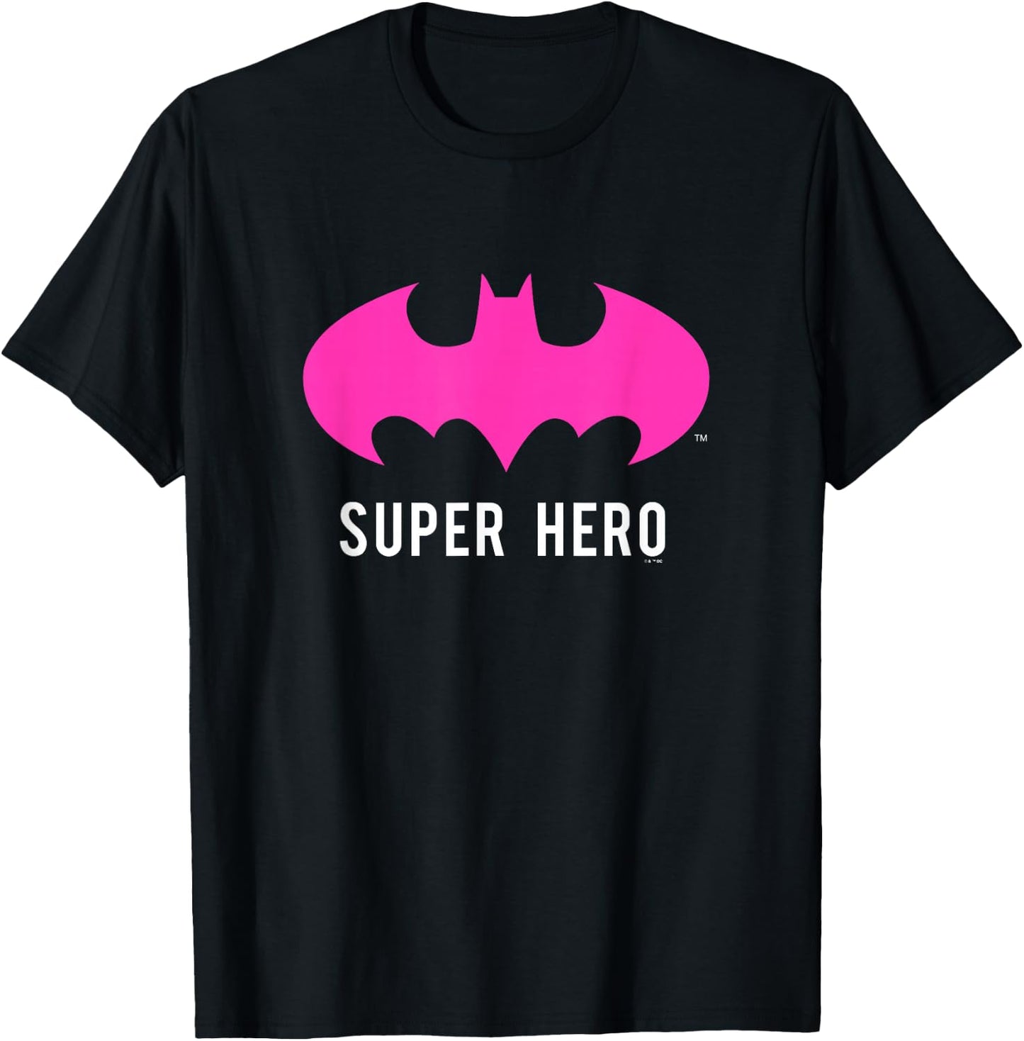 DC Comics Batman Super Hero Neon Pink Bat-Symbol Logo T-Shirt - T-Shirt | Black