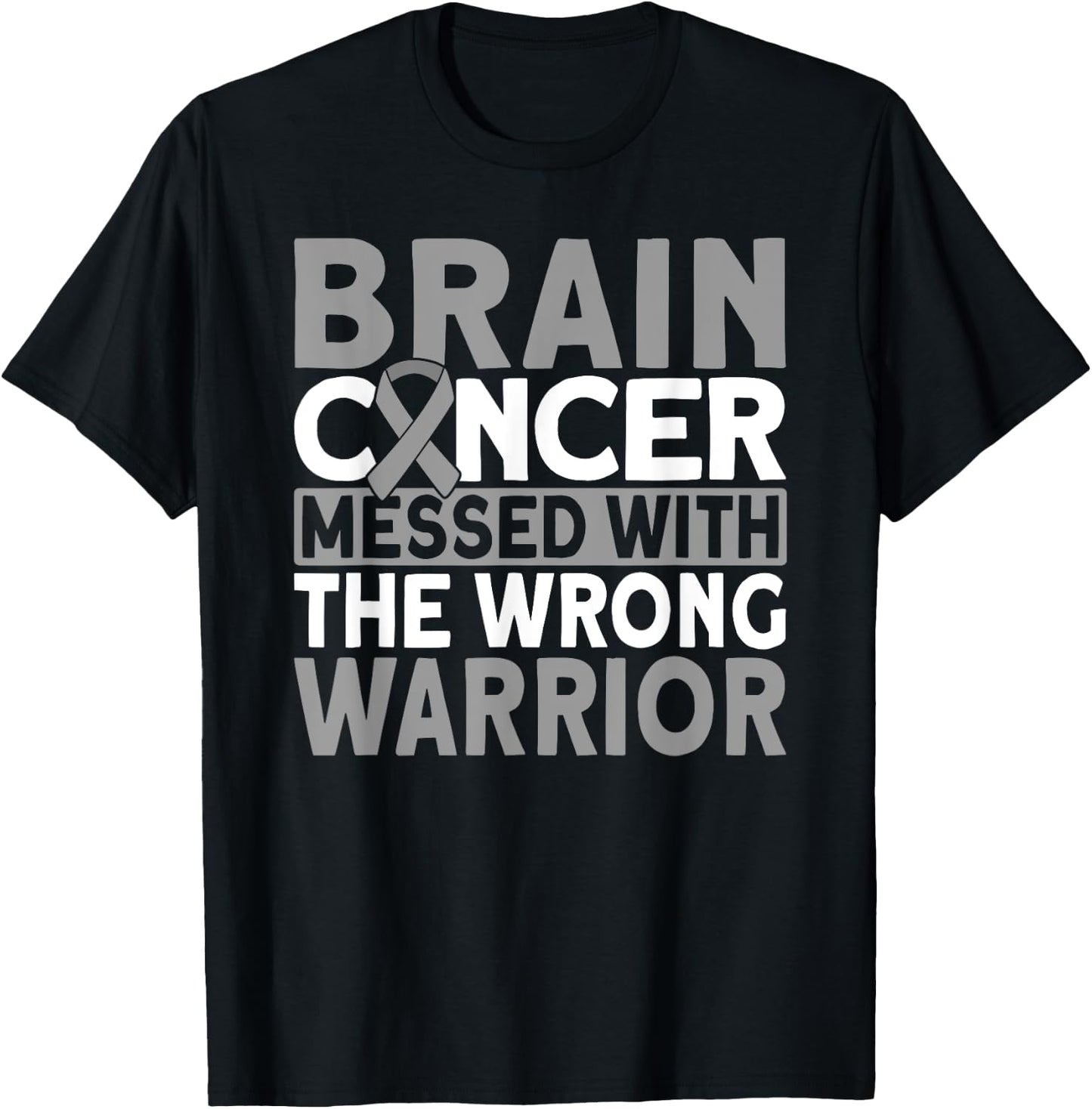 Brain messed with the wrong warrior Brain Cancer T-Shirt - T-Shirt | Black