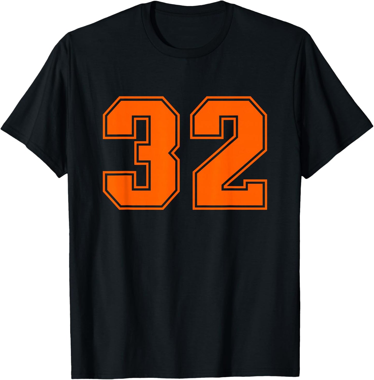 Number #32 Orange Uni Number T-Shirt - T-Shirt | Black