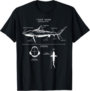 Tiger Shark Anatomy Marine Biologist T-Shirt - T-Shirt | Black