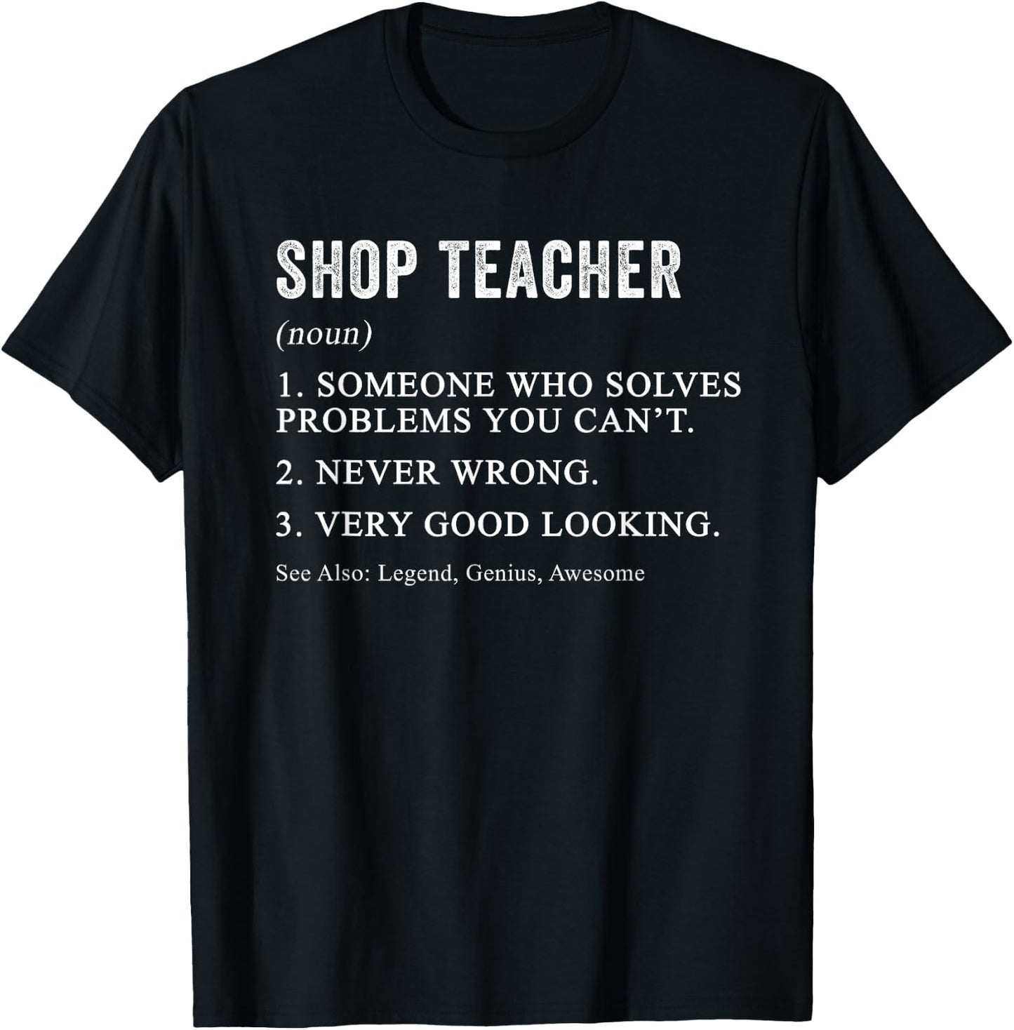 Funny Shop Teacher Definition Wood Shop Teacher Woodworking Women T-Shirt - T-Shirt | Black