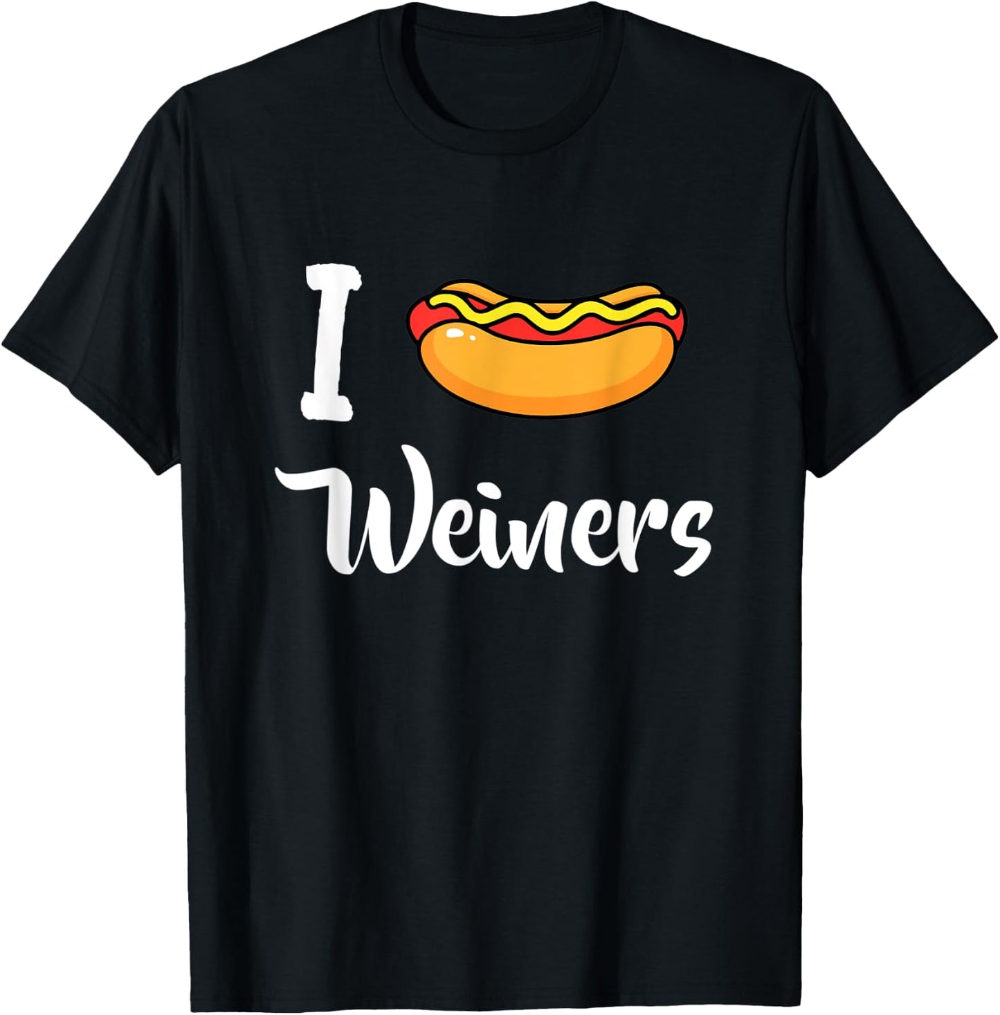 I Love Weiners Hotdogs Frankfurter Wiener Frank Sausage Bun T-Shirt - T-Shirt | Black
