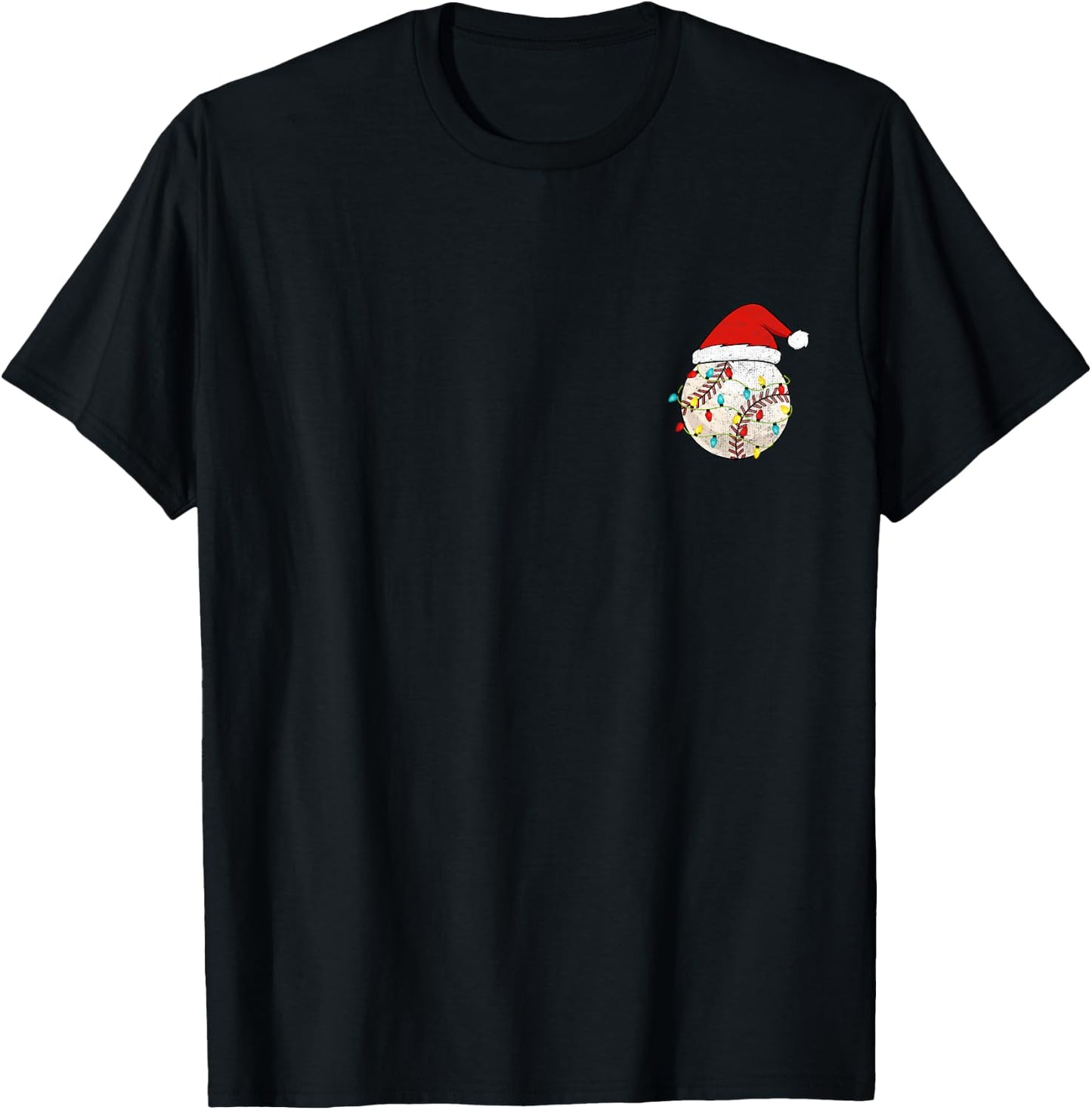 Baseball Christmas Pajama Pocket T-Shirt - T-Shirt | Black