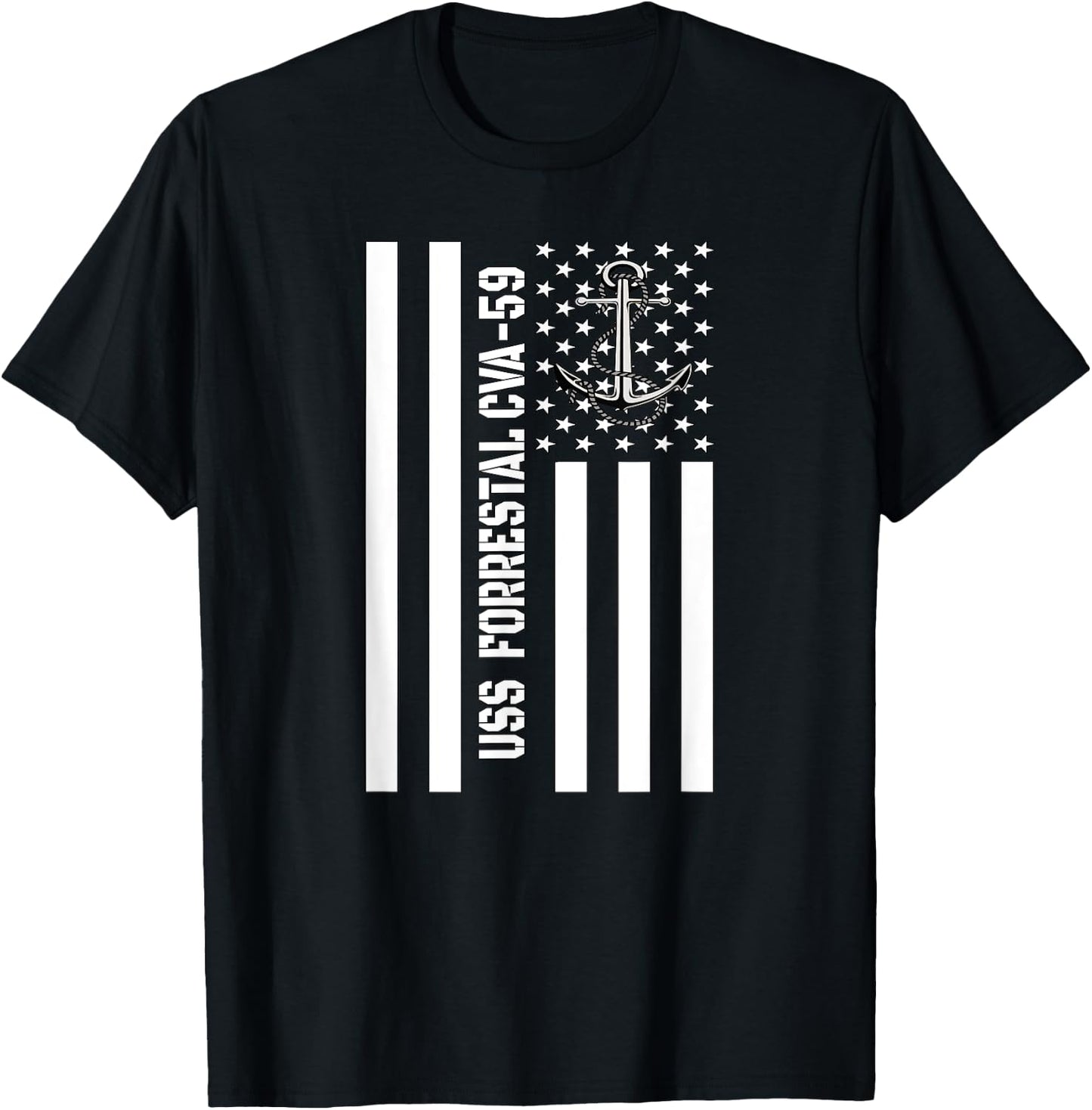 USS Forrestal CVA-59 Aircraft Carrier Veteran Father Grandpa T-Shirt - T-Shirt | Black