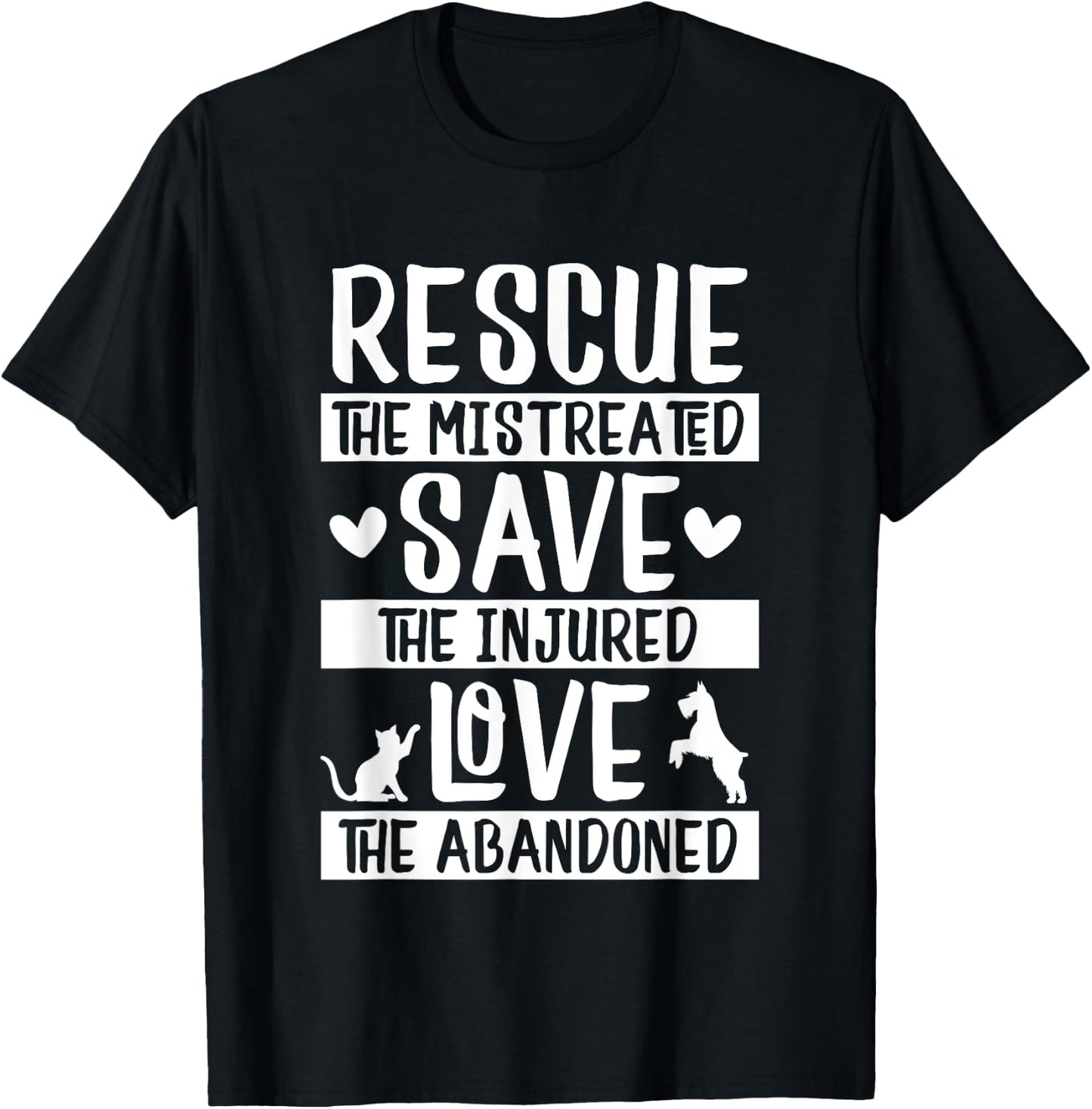 Rescue Save Love Pet Animal Rescue Gifts for Dog & Cat Lover Men Women Kids T-Shirt - T-Shirt | Black