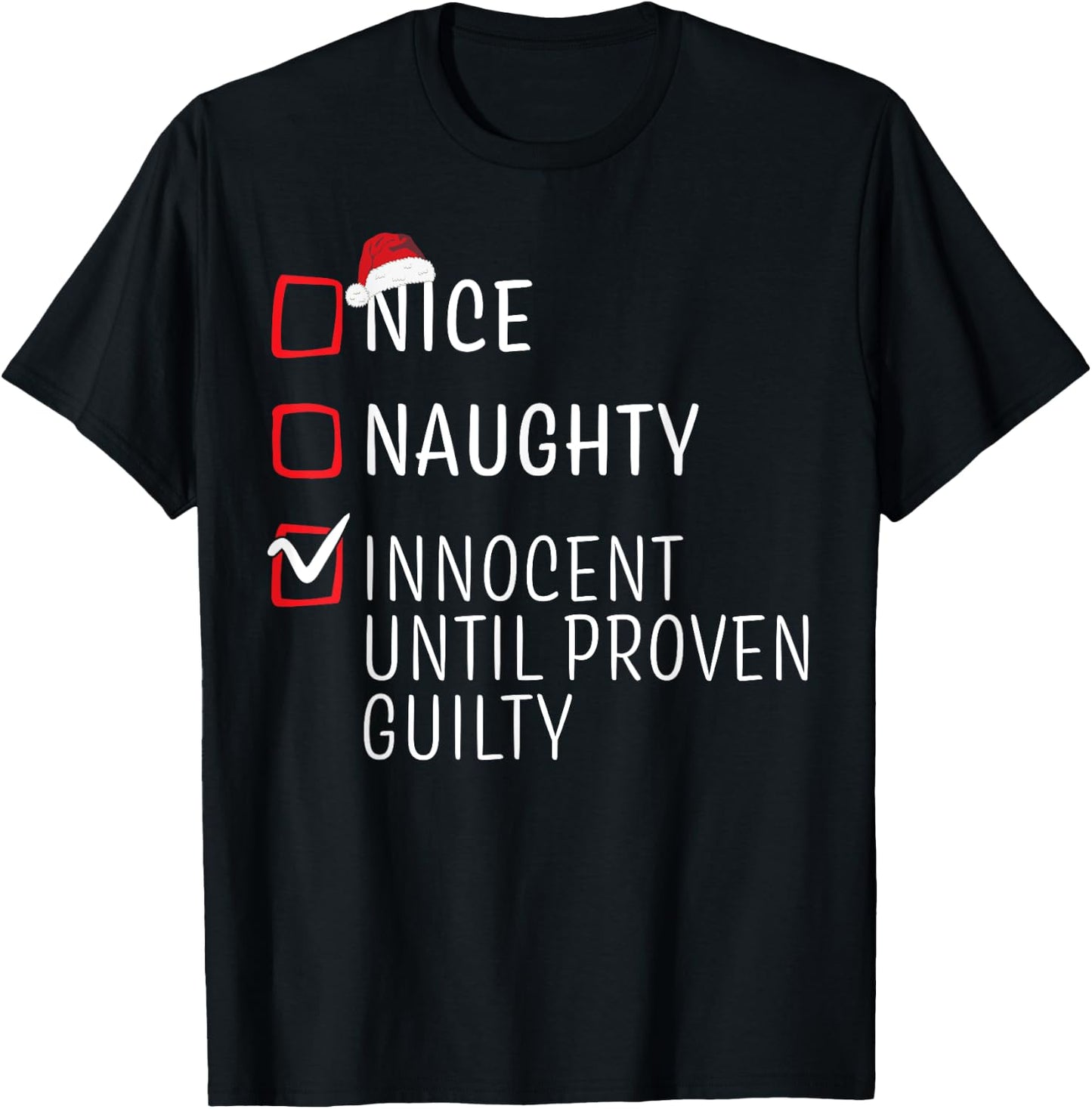 Funny Naughty Nice Christmas Family Pajama Men Women Kids T-Shirt - T-Shirt | Black