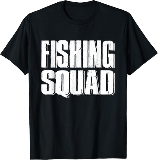 Fishing Squad Funny Fisherman Team Aquatic Adventure Outfit T-Shirt - T-Shirt | Black