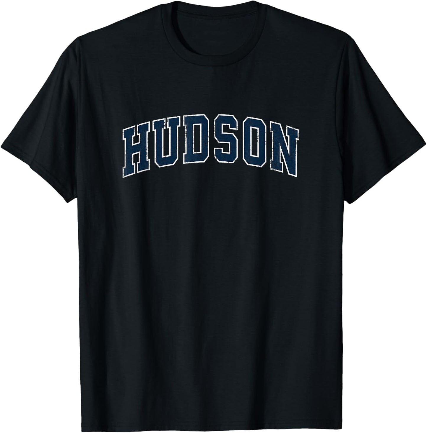 Hudson Massachusetts MA Vintage Sports Design Navy Design T-Shirt - T-Shirt | Black