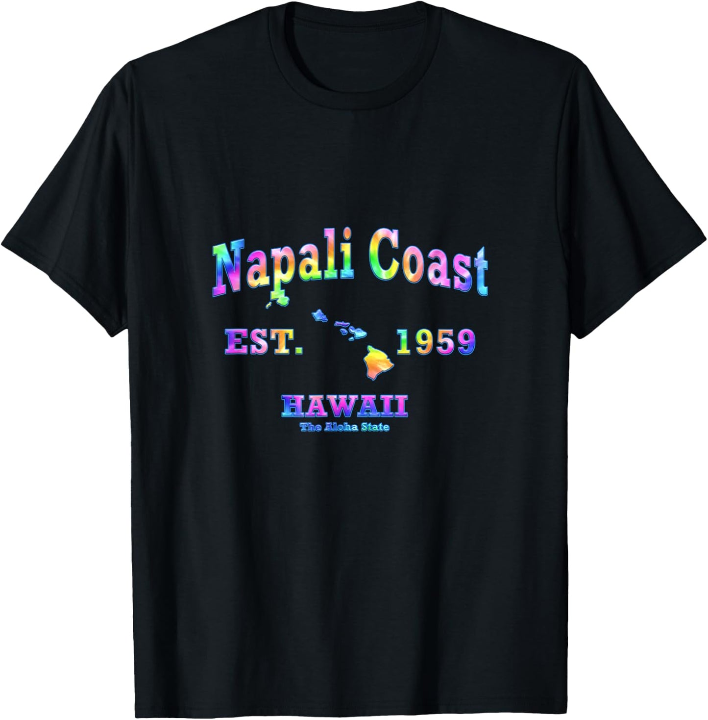 Napali Coast Hawaii HI Athletic Sports Design T-Shirt - T-Shirt | Black