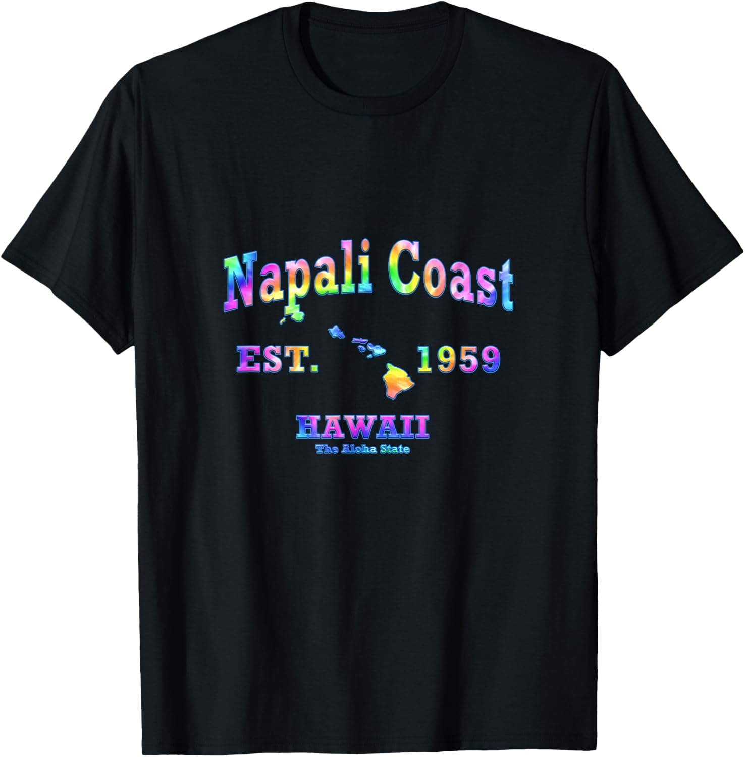 Napali Coast Hawaii HI Athletic Sports Design T-Shirt - T-Shirt | Black
