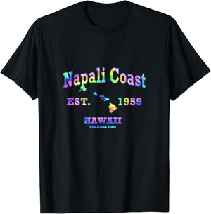 Napali Coast Hawaii HI Athletic Sports Design T-Shirt - T-Shirt | Black