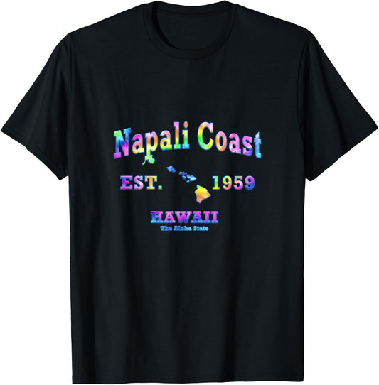 Napali Coast Hawaii HI Athletic Sports Design T-Shirt - T-Shirt | Black