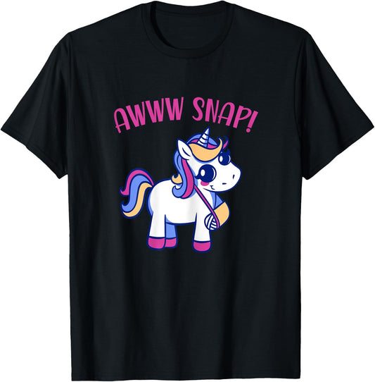 Unicorn Broken Arm Awww Snap for Girls T-Shirt - T-Shirt | Black