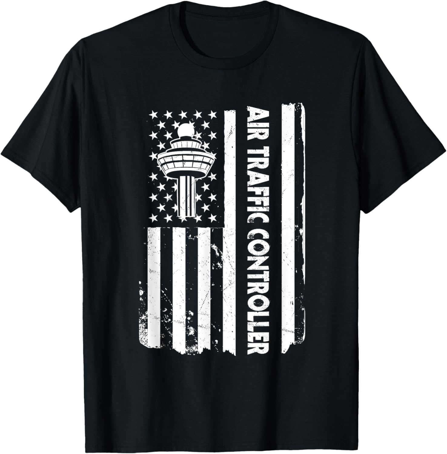USA Flag Air Traffic Control Outfit Aviation America Kids Men T-Shirt - T-Shirt | Black