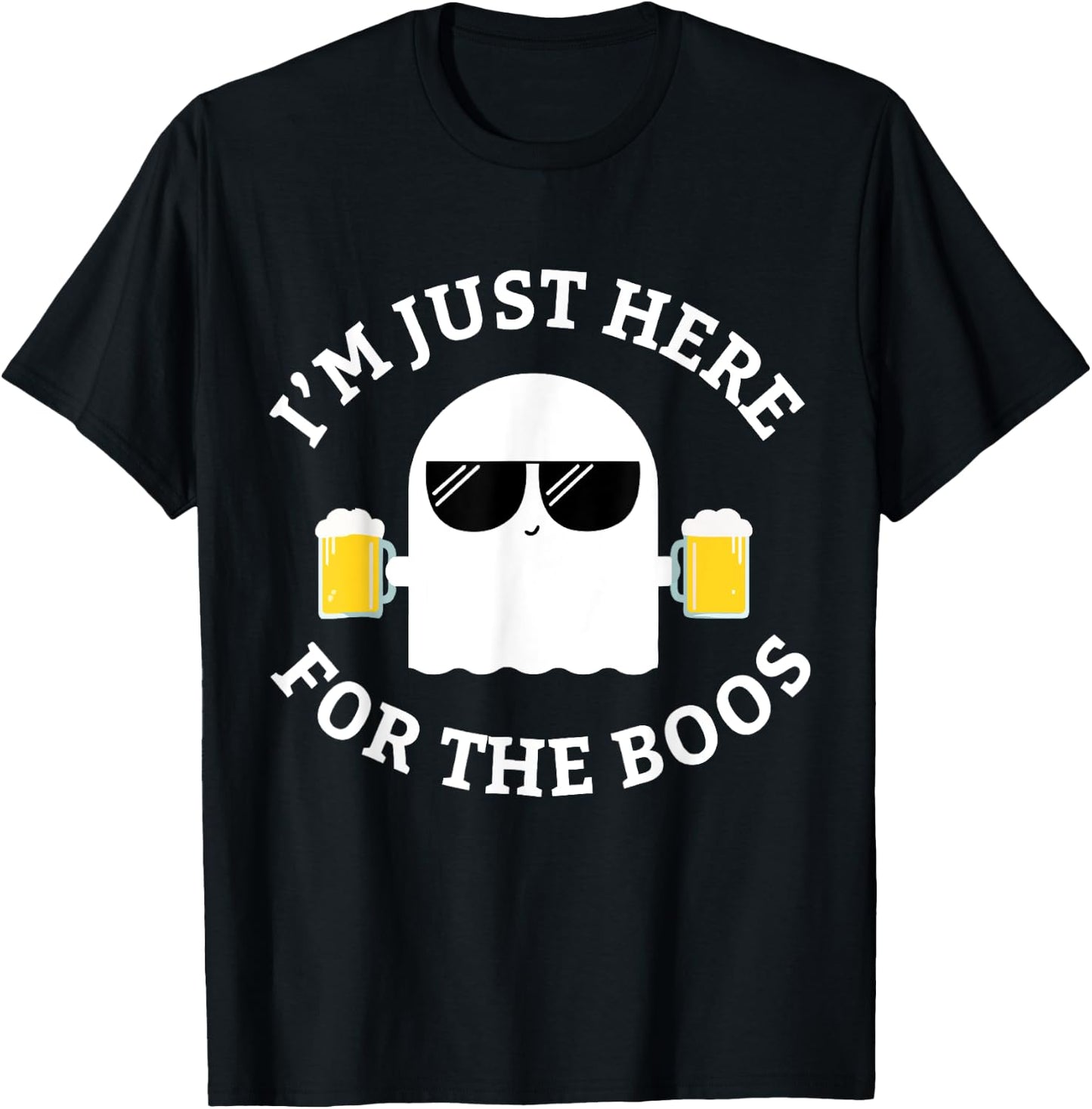 I'm Just Here For The Boos Funny Boo Ghost Halloween T-Shirt - T-Shirt | Black
