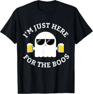 I'm Just Here For The Boos Funny Boo Ghost Halloween T-Shirt - T-Shirt | Black