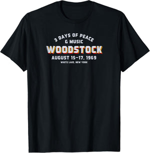 Woodstock Rock Music Festival Concert Varsity 1969 T-Shirt - T-Shirt | Black