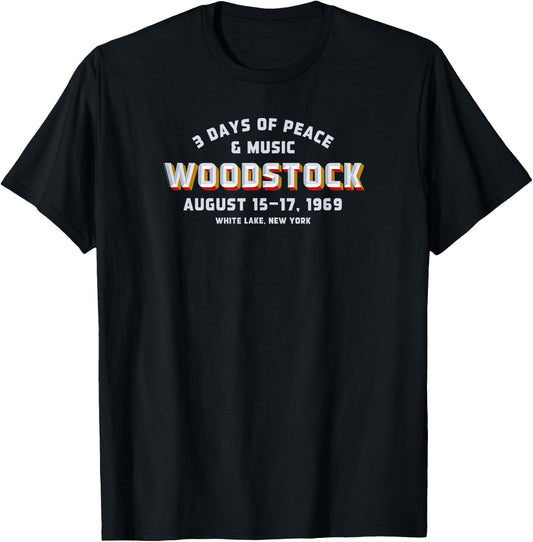 Woodstock Rock Music Festival Concert Varsity 1969 T-Shirt - T-Shirt | Black