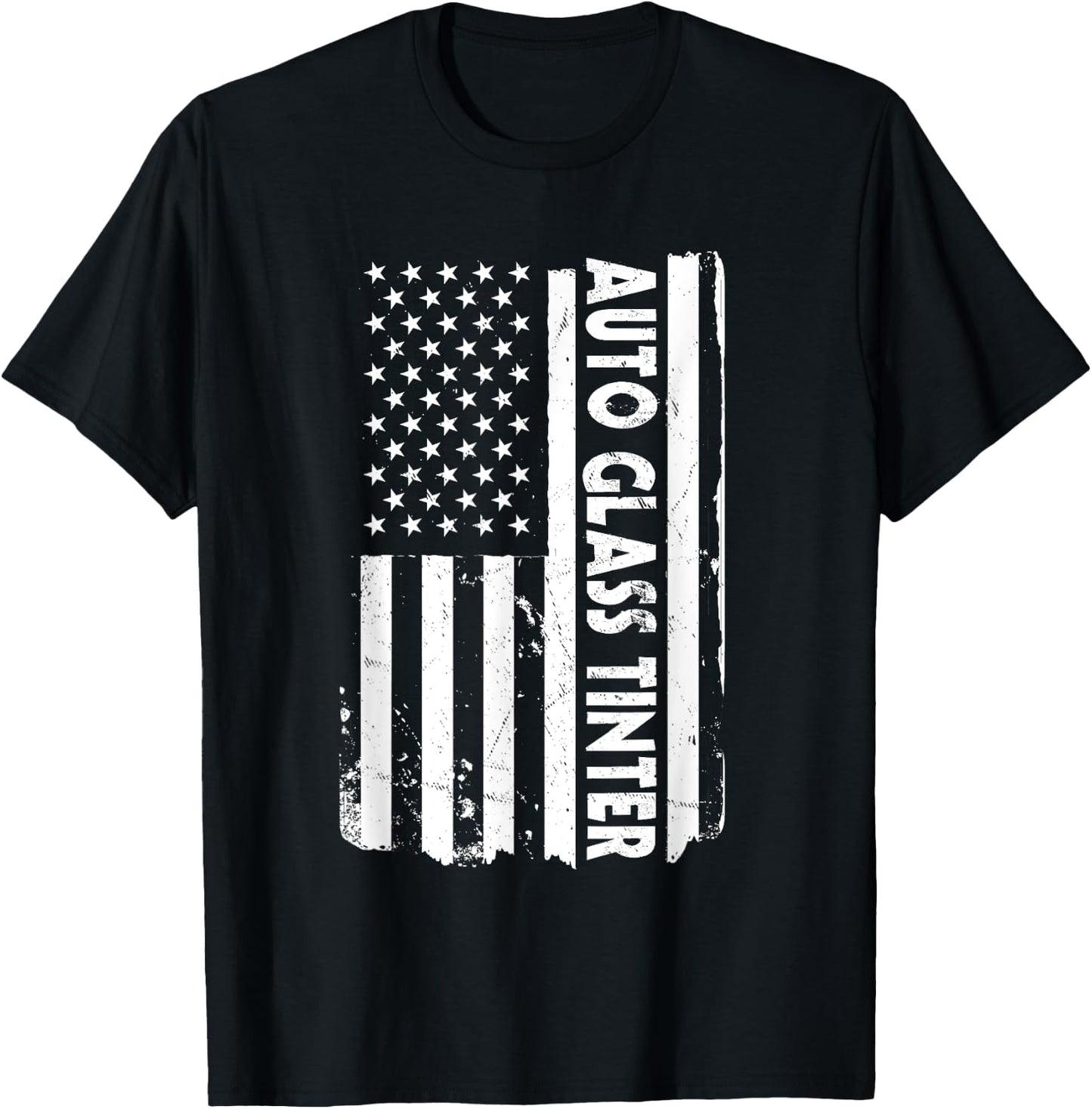 USA Flag Auto Glass Tinter Outfit Tinted Window America T-Shirt - T-Shirt | Black