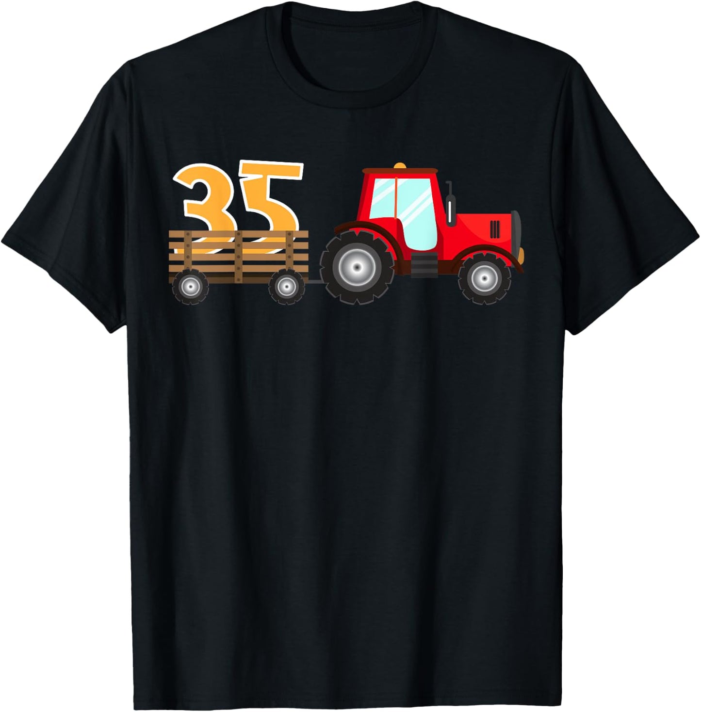 35th Birthday Construction Party Farm Tractor 35 Year Old T-Shirt - T-Shirt | Black