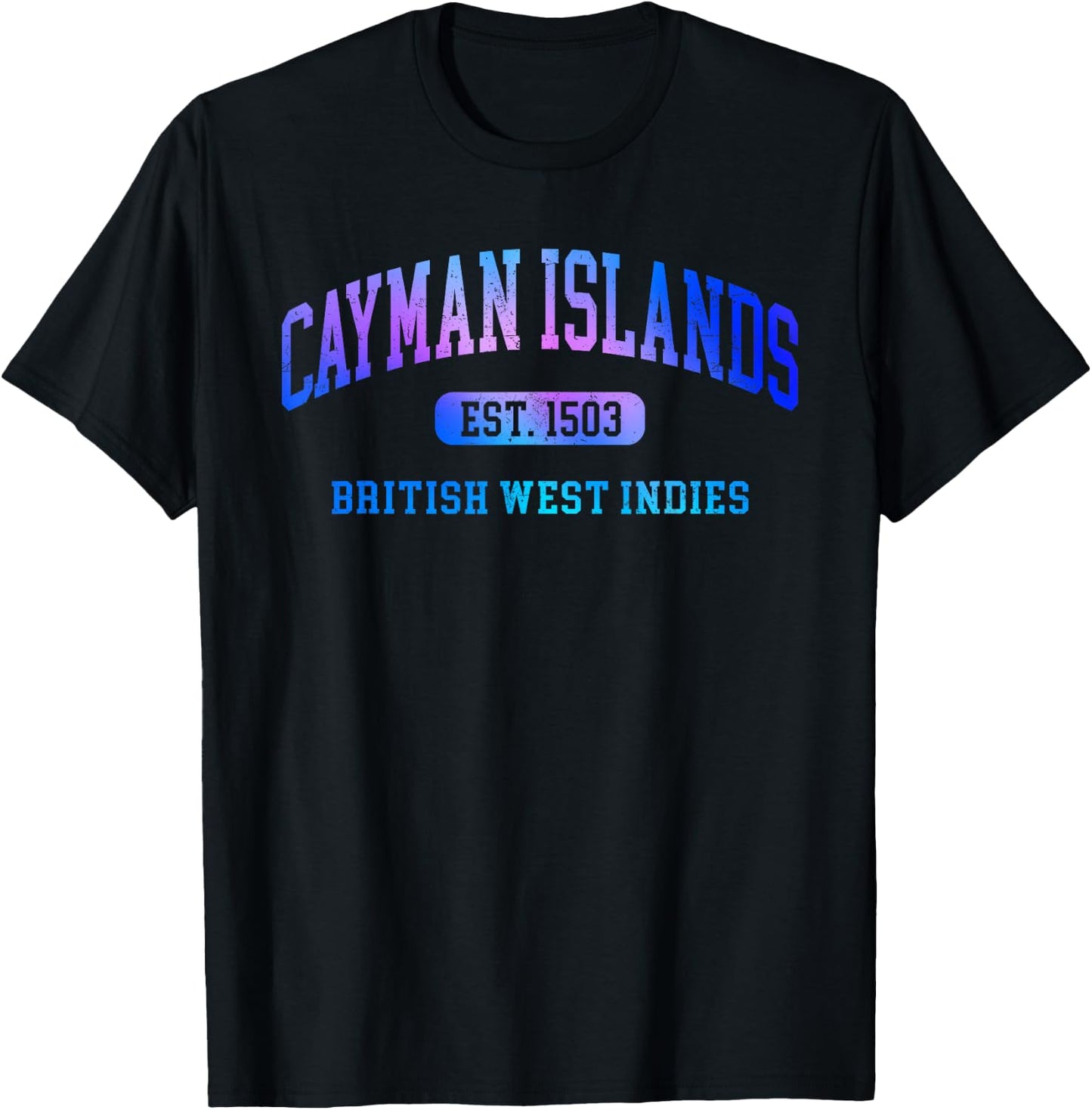 Retro Grand Cayman Islands Colorful Arch Text Souvenir Women T-Shirt - T-Shirt | Black