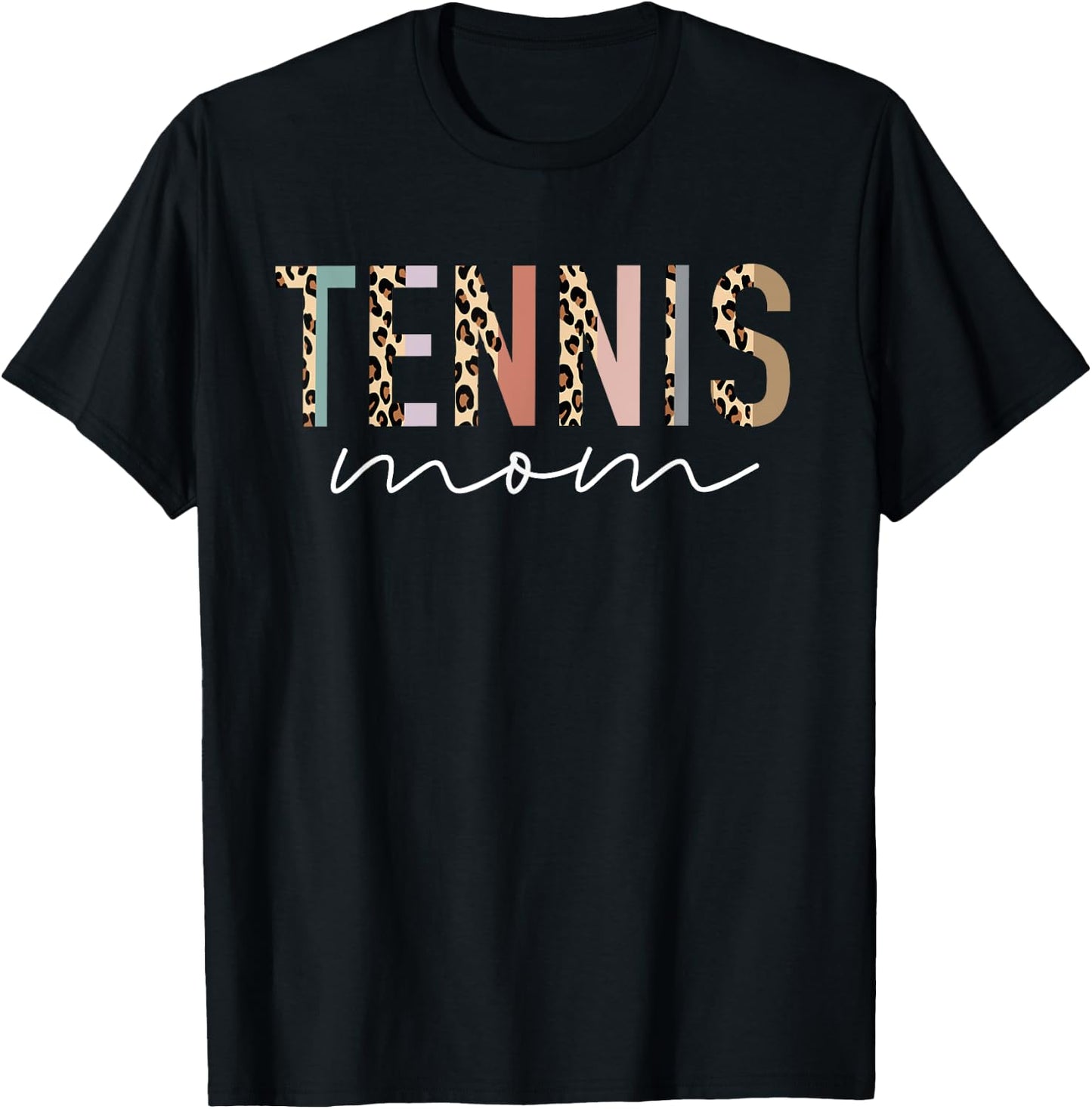 Tennis Mom Gifts Leopard Print Tennis Mama Mother's Day T-Shirt - T-Shirt | Black
