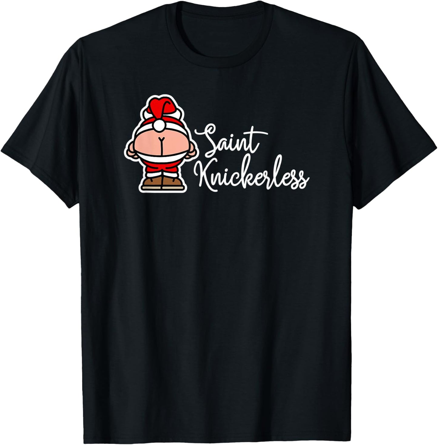 St. Knickerless funny mooning Santa Claus Christmas puns T-Shirt - T-Shirt | Black