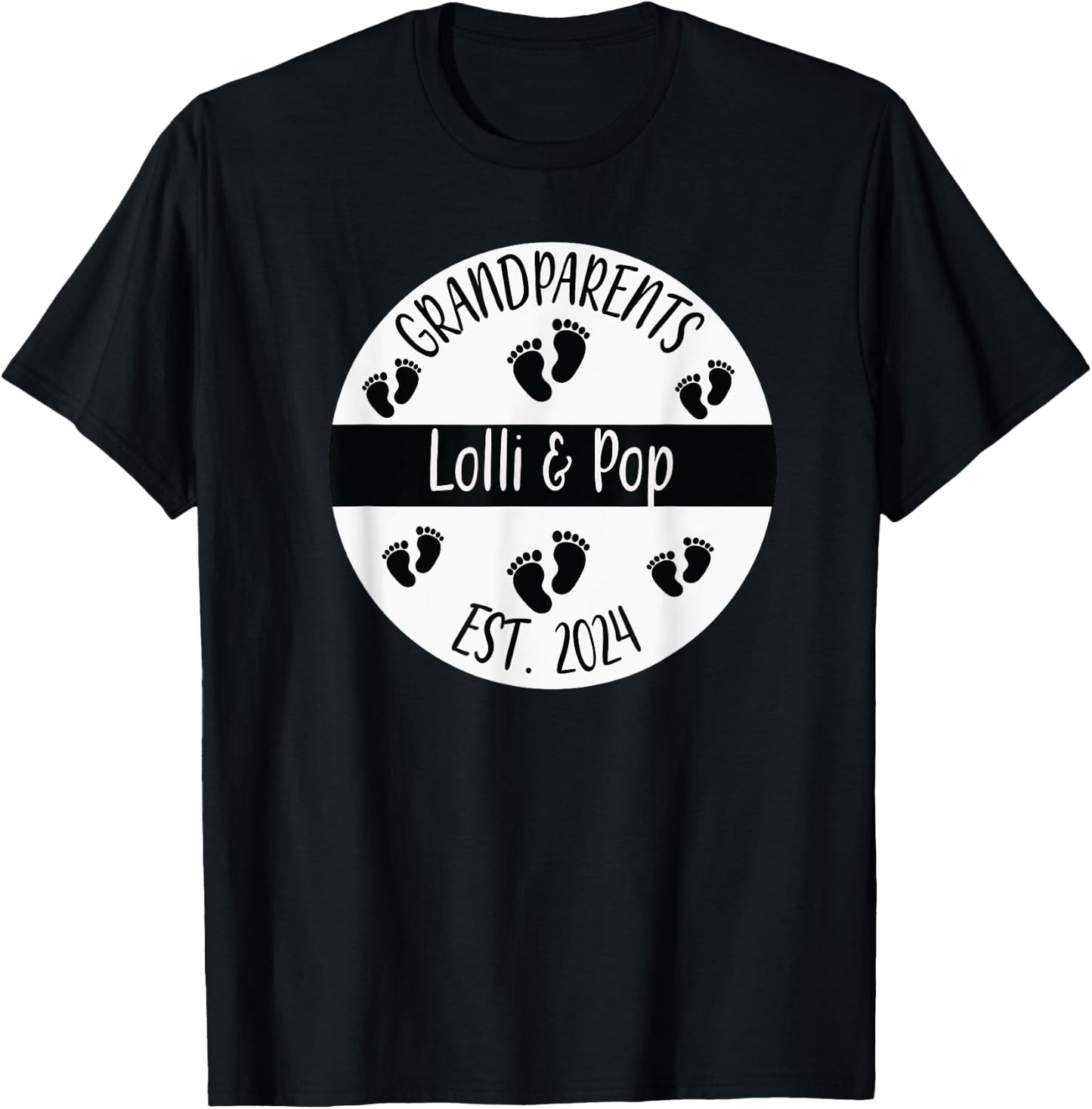 Lolli & Pop Established 2024 Grandparents Couples Matching T T-Shirt - T-Shirt | Black