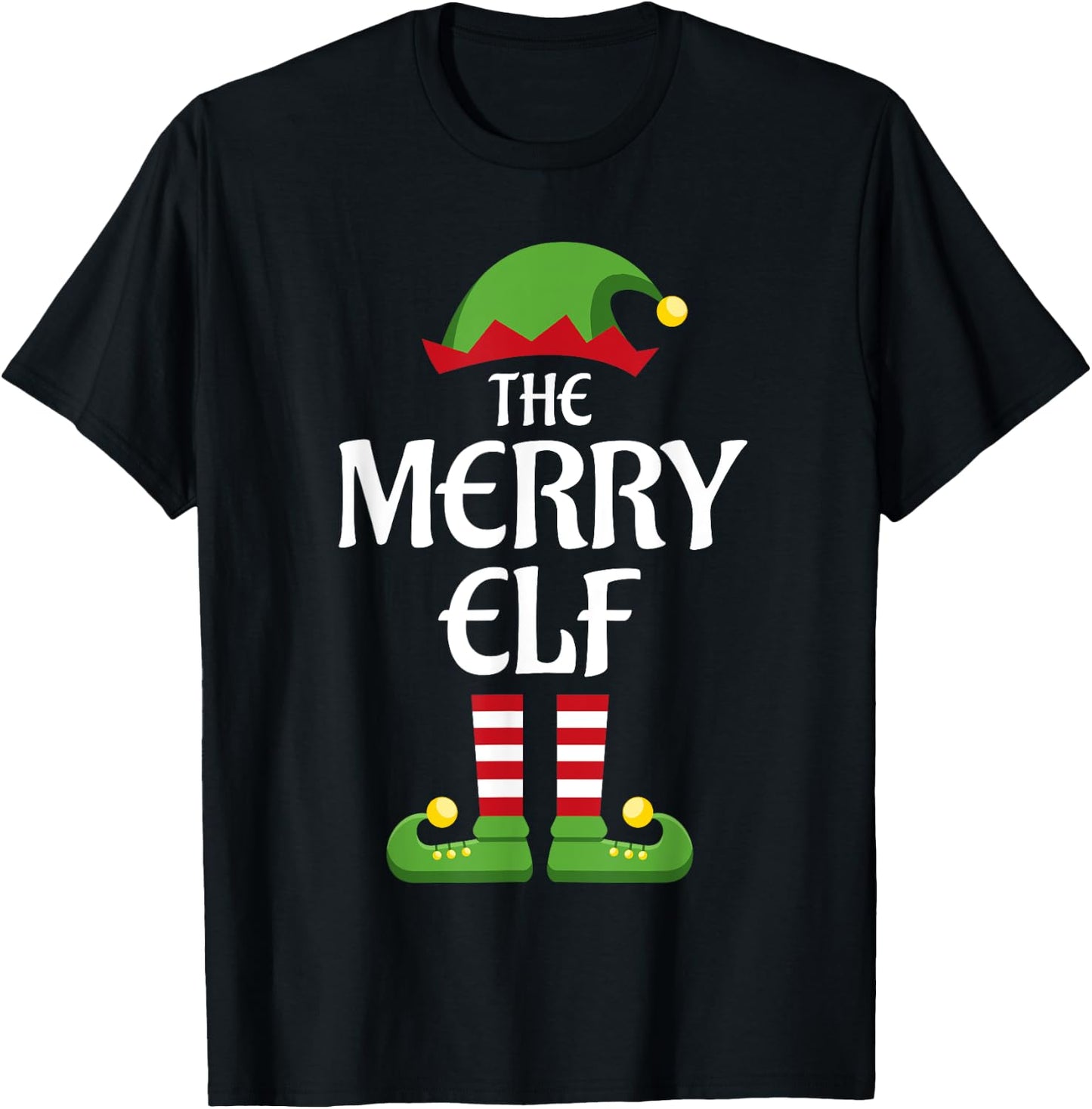 Merry Elf Family Matching Group Christmas Married T-Shirt - T-Shirt | Black
