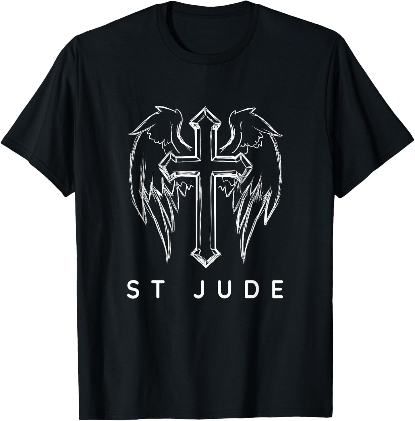 Saint Jude the Apostle. Traditional Catholic Prayer Angel T-Shirt - T-Shirt | Black