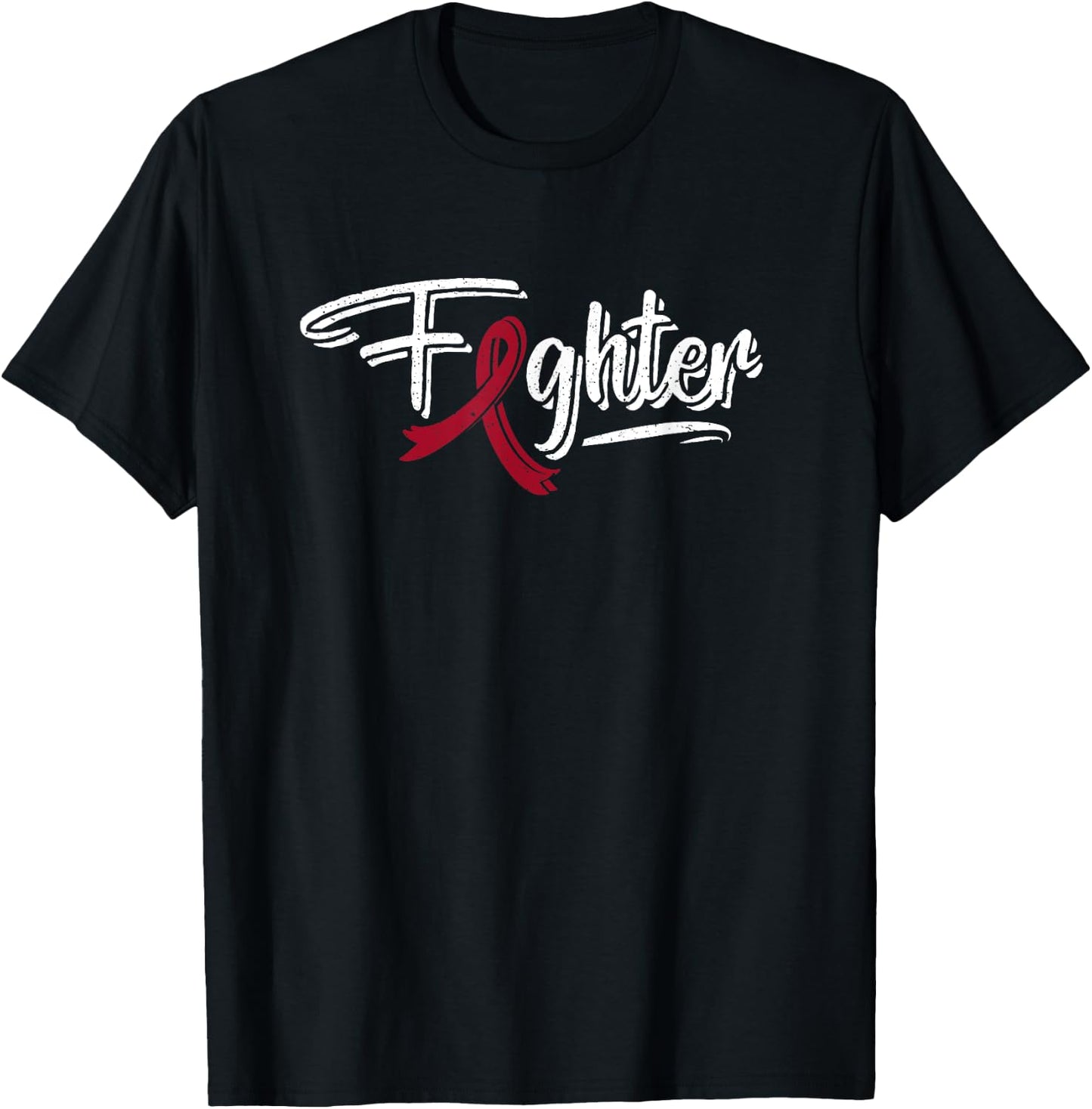 Multiple Myeloma Fighter Blood Cancer Burgundy Ribbon T-Shirt - T-Shirt | Black
