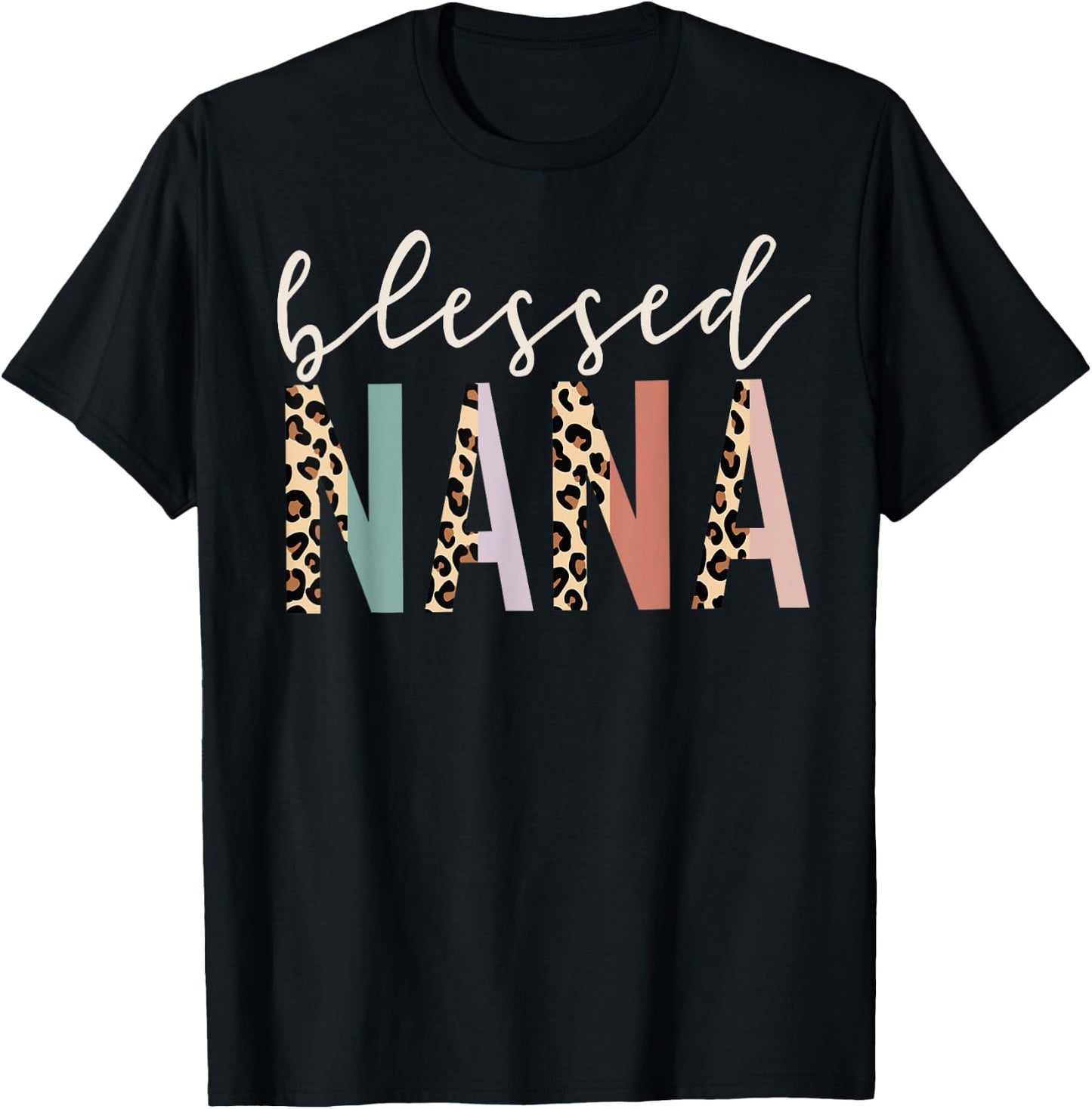 Blessed Nana Cute Leopard Print T-Shirt - T-Shirt | Black