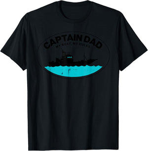 Captain Dad My Boat Rules Funny Owner Boater Papa Daddy Men T-Shirt - T-Shirt | Black