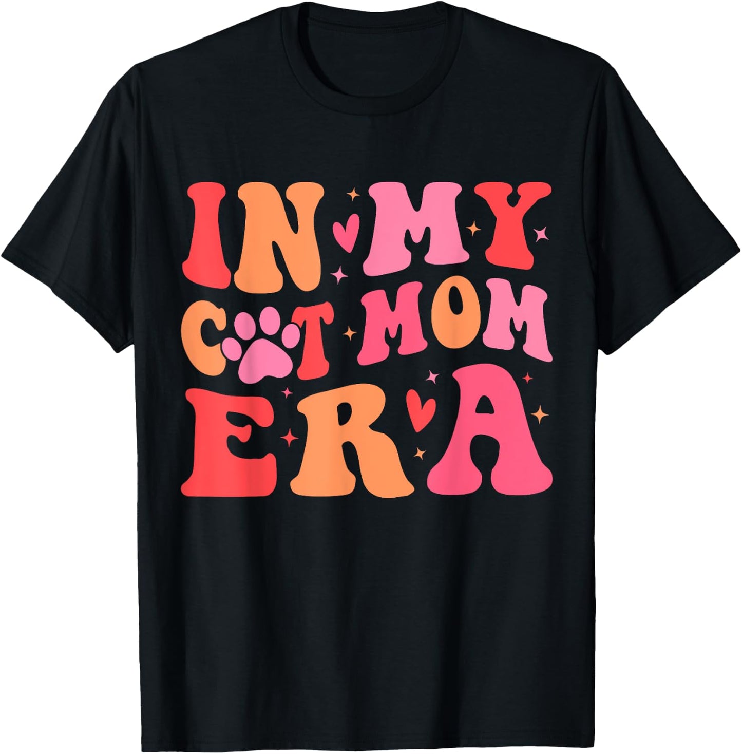 In My Cat Mom Era Groovy Cats Lover Cute Cat Mom T-Shirt - T-Shirt | Black