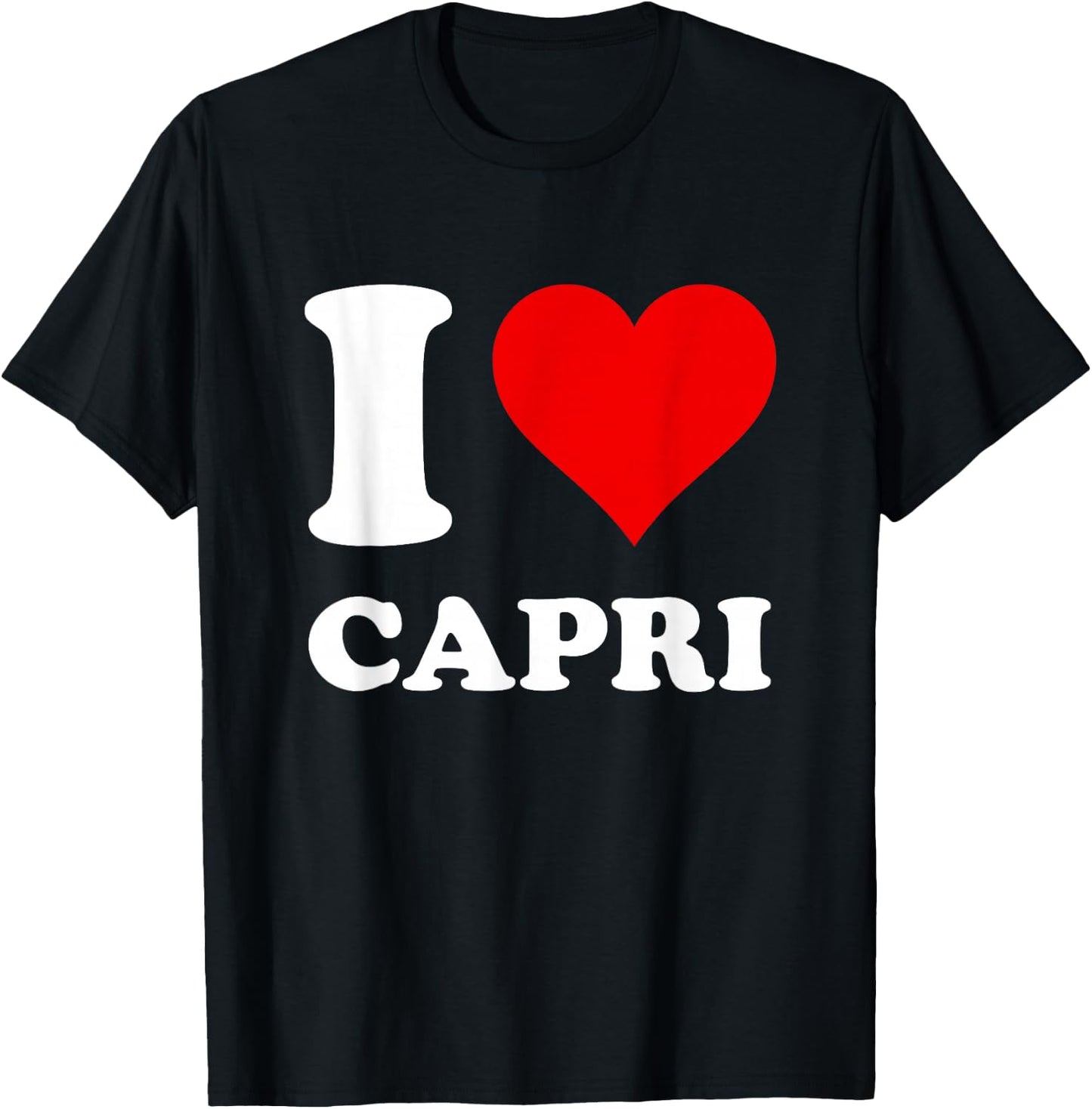 Red Heart I Love Capri T-Shirt - T-Shirt | Black
